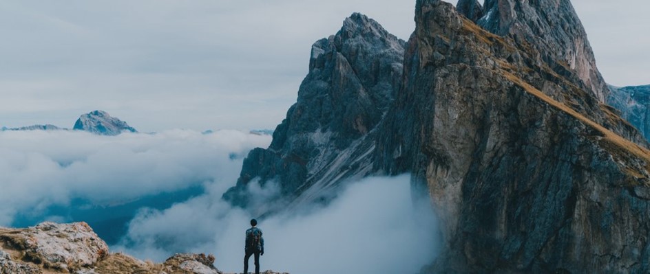 Man watching a mountain
